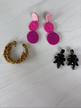 Pink Beaded Triple Disc Drop Earrings - Women Jewelry
